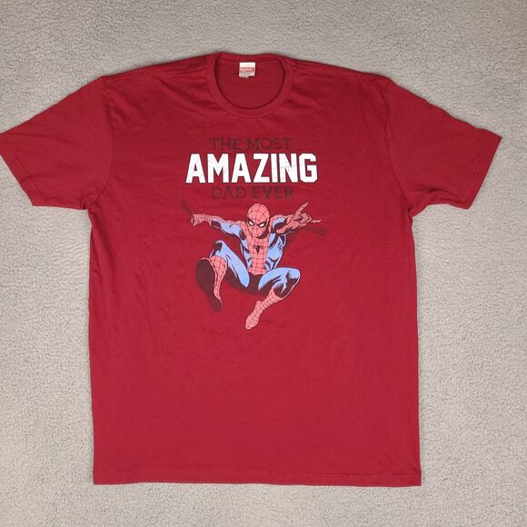 Marvel Spiderman Amazing‎ Dad T-Shirt Mens 3XL Red Short Sleeve Father - Picture 1 of 12